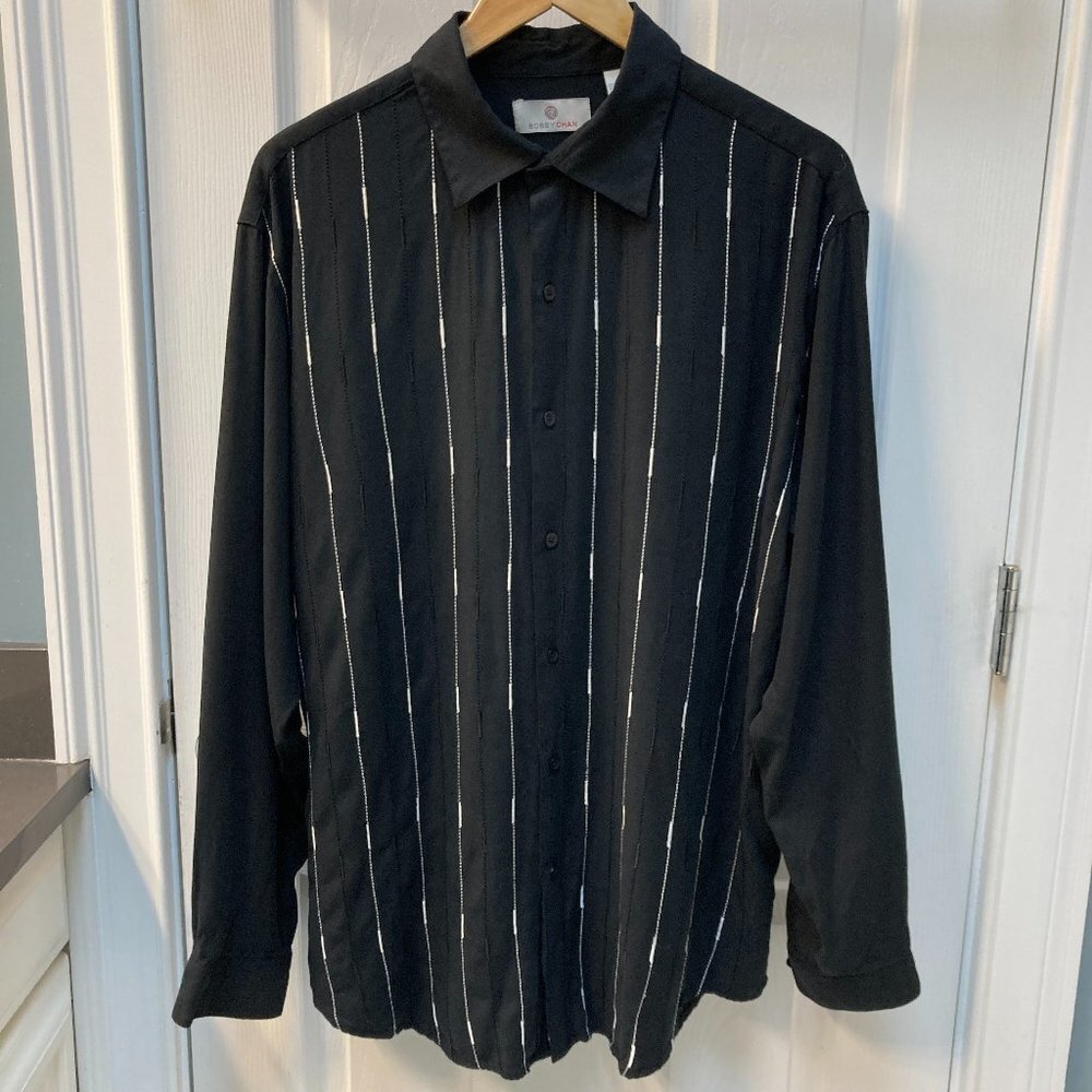 Bobby Chan Silk Bamboo Blend Long Sleeve Luxury Shirt Size Large